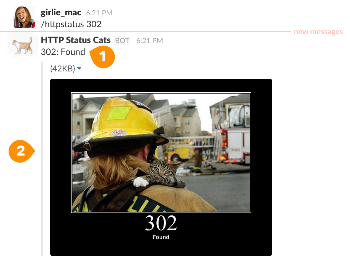 Slack command public message